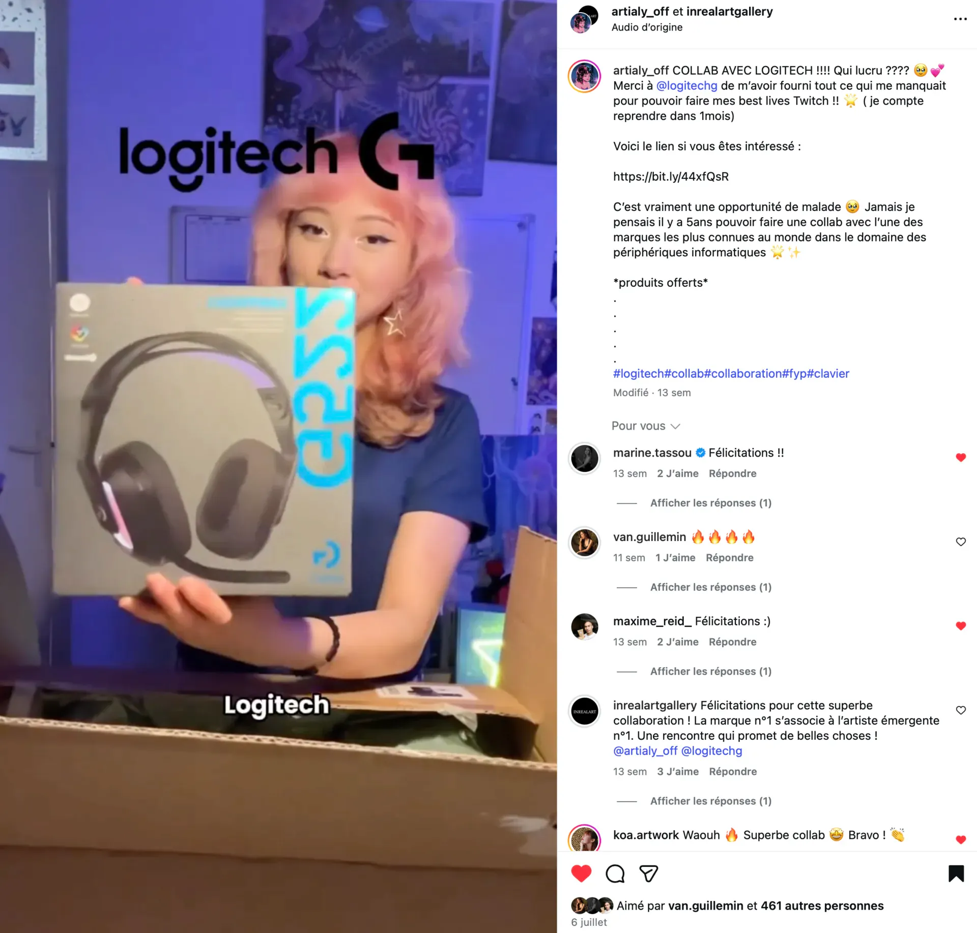 Partenariat Logitech G - Artialy - InRealArt